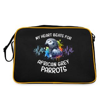 African grey parrot heartline - Retro Bag - black/gold - Back