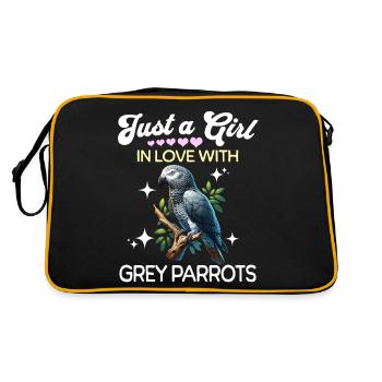 African Grey Parrot Girl Grey Parrot - Retro Bag - black/gold - Back