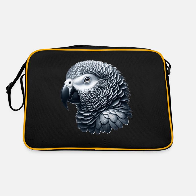 Graupapagei - Retro Tasche - Schwarz/Gold