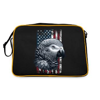 Grey Parrot US Graupapagei - Retro Tasche - Schwarz/Gold - Hinten