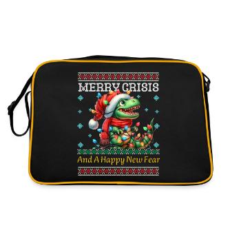 Dino T-Rex Joyeux Crise Noël Humour - Sac Retro - noir/or - Dos