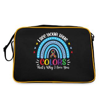 Journée de sensibilisation à l’autisme Cadeau autiste - Sac Retro - noir/or - Dos