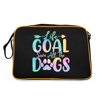 Life Goal Save All The Dogs Tie Dye Funny Puppy - Retro Bag - black/gold - Back