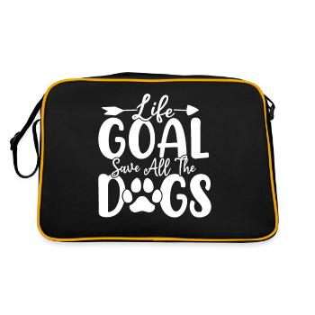Life Goal Save All The Dogs Canine Funny Dog - Retro Bag - black/gold - Back