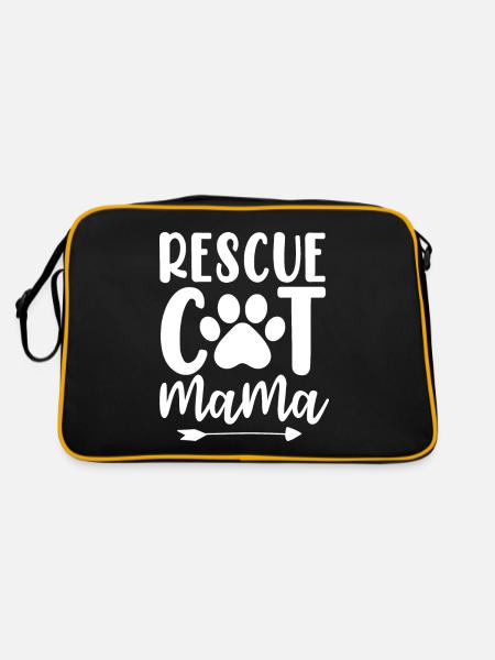 Rescue Cat Mama Foster Cat Shelter Mama Tier - Retro Tasche - Schwarz/Gold - Hinten
