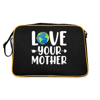 Liebe Deine Mutter Erde Umweltschützer Lustig - Retro Tasche - Schwarz/Gold - Hinten