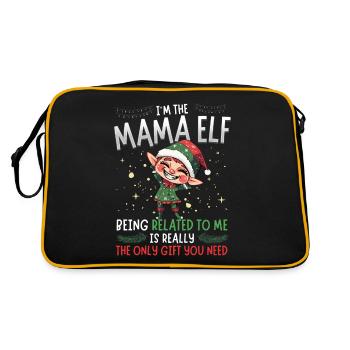 weihnachI'm the Mama Elf - Partnerlook Weihnachten - Retro Tasche - Schwarz/Gold - Hinten
