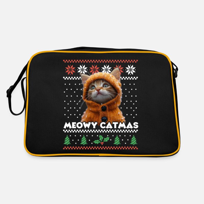 Meowy Catmas Weihnachten Partnerlook Katzenfans Retro Tasche