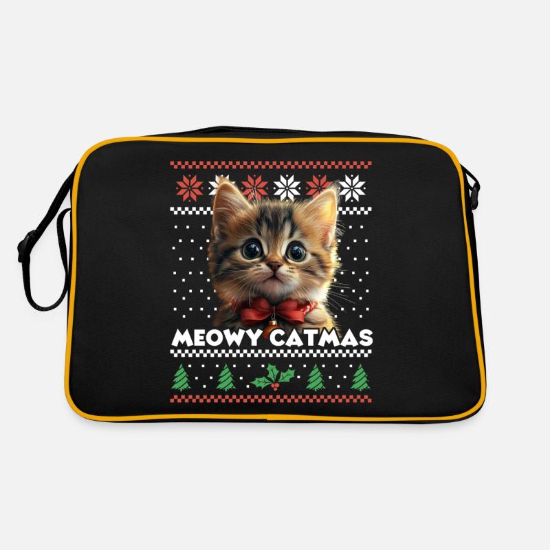 Meowy Catmas Weihnachten Partnerlook mit Kätzchen Retro Tasche