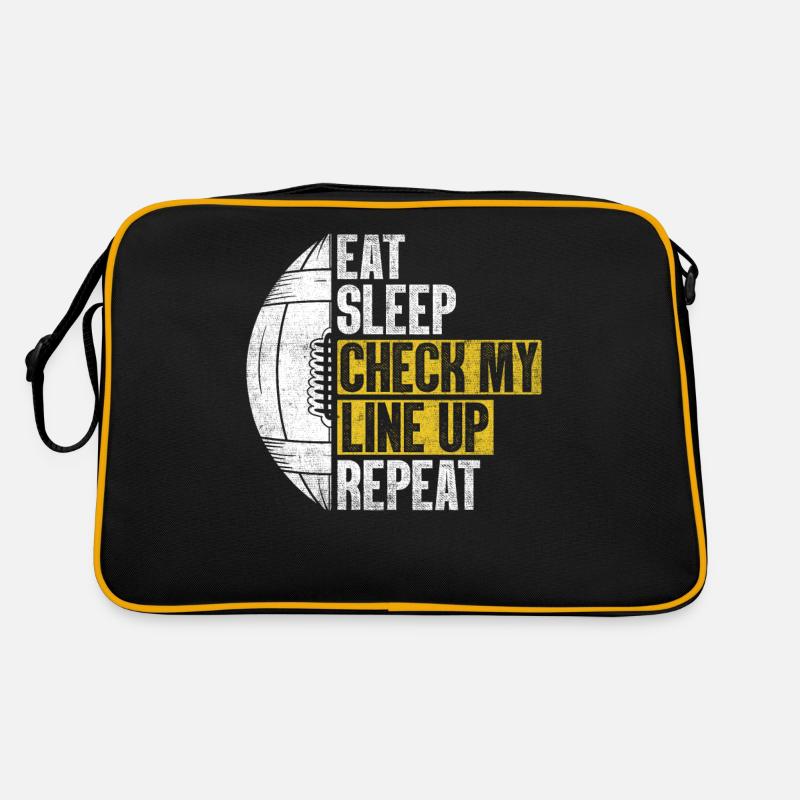 Manger Dormir Vérifier ma programmation Répéter Funny Football Sac Retro