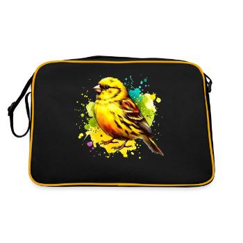 Gelbbauchgirlitz Motiv - Retro Tasche - Schwarz/Gold - Hinten