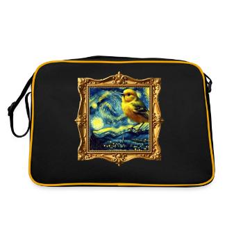 Gelbbauchgirlitz Starry Night - Retro Tasche - Schwarz/Gold - Hinten