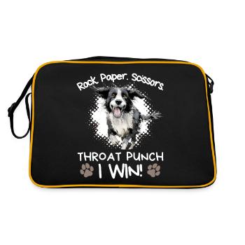 Rock Paper Scissors Throat Punch - Border Collie - Retro Bag - black/gold - Back