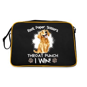 Roche Papier Ciseaux Golden Retriever Drôle - Sac Retro - noir/or - Dos