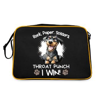 Roche Papier Ciseaux Rottweiler Humour drôle - Sac Retro - noir/or - Dos
