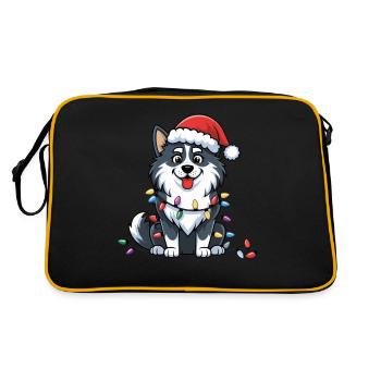Finnish Lapphund Christmas Lights Xmas Dogs Gifts - Retro Tasche - Schwarz/Gold - Hinten