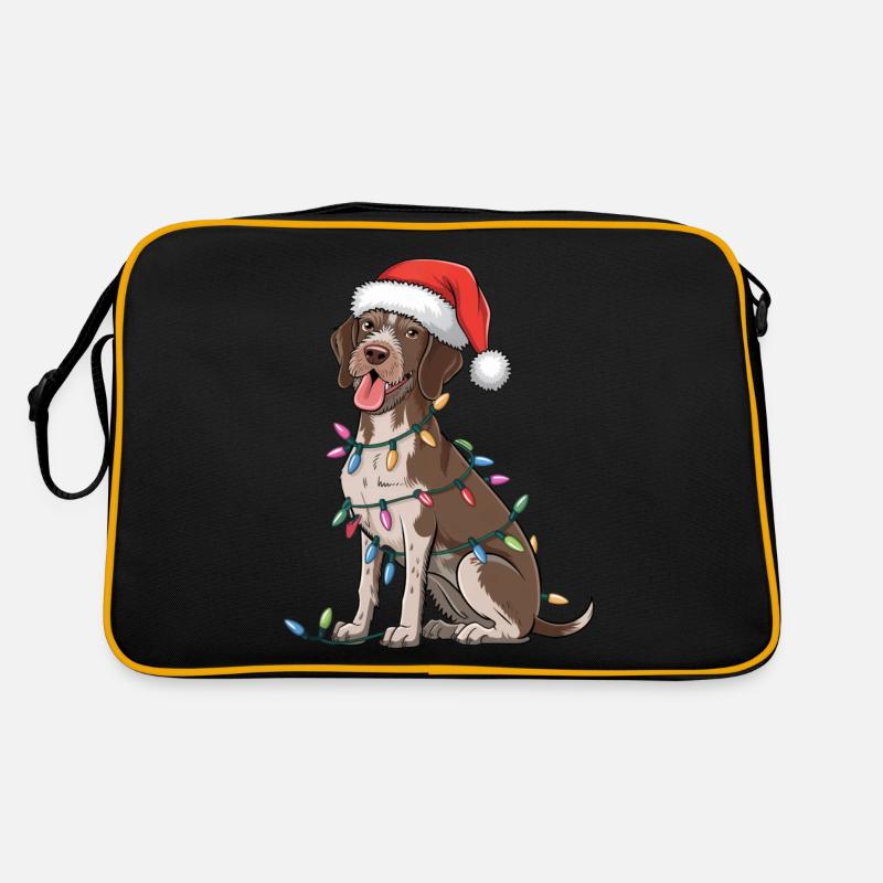 German Wirehaired Pointer Christmas Lights Xmas Retro Tasche
