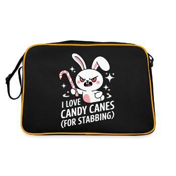 I Love Candy Canes Lustiger Weihnachtshase - Retro Tasche - Schwarz/Gold - Hinten