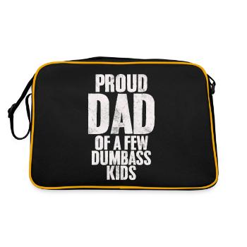 Stolzer Vater Von Ein Paar Dummen Kindern Lustig Dumm Dumm - Retro Tasche - Schwarz/Gold - Hinten
