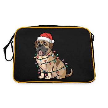 Mastiff Christmas Lights Xmas Dogs Gifts - Retro Tasche - Schwarz/Gold - Hinten