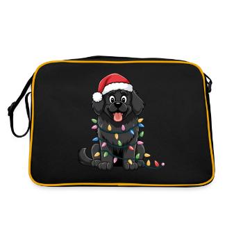Newfoundland Christmas Lights Xmas Dogs Gifts - Retro Tasche - Schwarz/Gold - Hinten