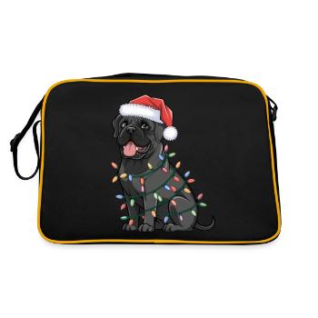 Havanese Christmas Lights Xmas Dogs Gifts - Retro Tasche - Schwarz/Gold - Hinten