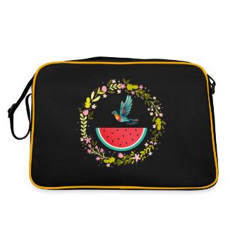 Melon pastèque Fruit d’été Cadeau végétalien - Sac Retro - noir/or - Dos
