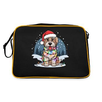 Soft Coated Wheaten Terrier Christmas Lights Xmas - Retro Tasche - Schwarz/Gold - Hinten