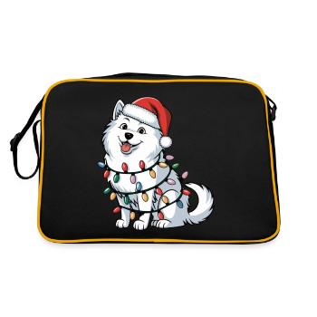 Samoyed Christmas Lights Xmas Dogs Gifts - Retro Tasche - Schwarz/Gold - Hinten