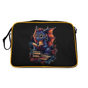 Dragon violet avec des lunettes fantaisie pour les amateurs de livres - Sac Retro - noir/or - Dos