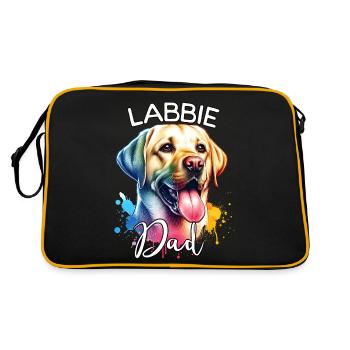 Labrador Papa - Retro Tasche - Schwarz/Gold - Hinten