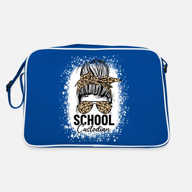 School Custodian Messy Bun Leopard Funny Cleaning Retro Bag