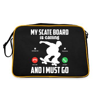 My Skateboard Is Calling Funny Skating Longboard - Retro Bag - black/gold - Back