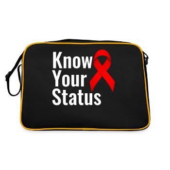 Know Your Status Aids Awareness Red Ribbon HIV - Retro Bag - black/gold - Back