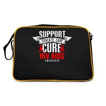 Support Educate Care Cure Red Ribbon HIV AIDS - Retro Bag - black/gold - Back