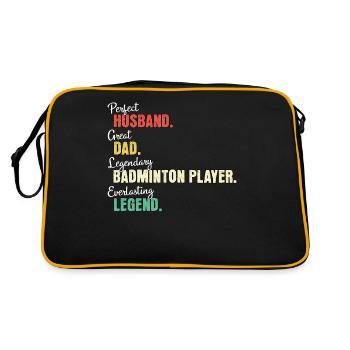 Badmintonspieler Papa - Retro Tasche - Schwarz/Gold - Hinten