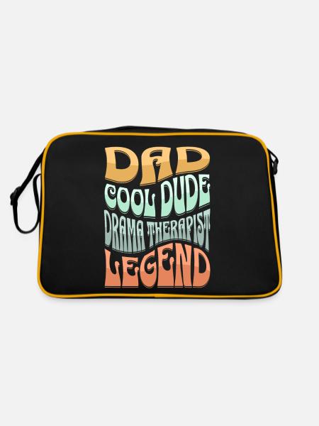 Papa Dramatherapeut - Retro Tasche - Schwarz/Gold - Hinten