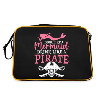 Look Like A Mermaid Drink Like A Pirate Treasure - Retro Bag - black/gold - Back