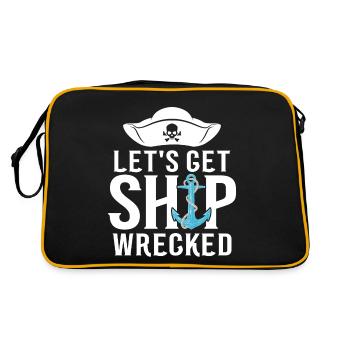 Let's Get Shipwrecked Skull Crossbone Funny - Retro Bag - black/gold - Back