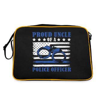 Proud Uncle Of A Police Officer USA Flag Law - Retro Bag - black/gold - Back