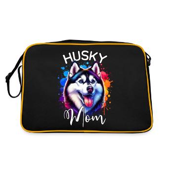 Schlittenhund Mama Husky - Retro Tasche - Schwarz/Gold - Hinten