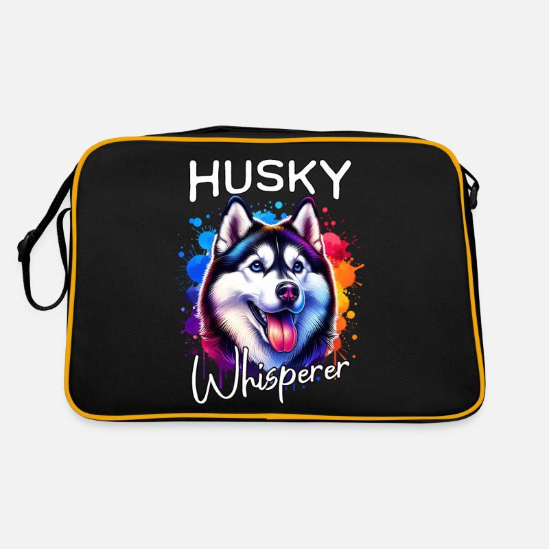 Schlittenhund Flüsterer Husky Retro Tasche