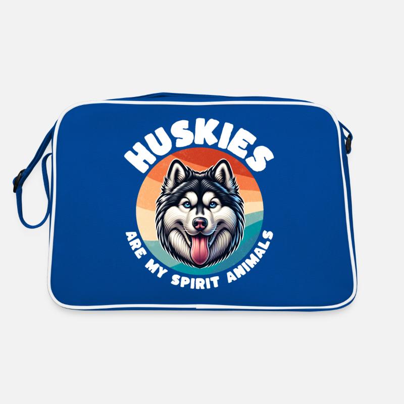 Schlittenhund Sprüche Husky Retro Tasche