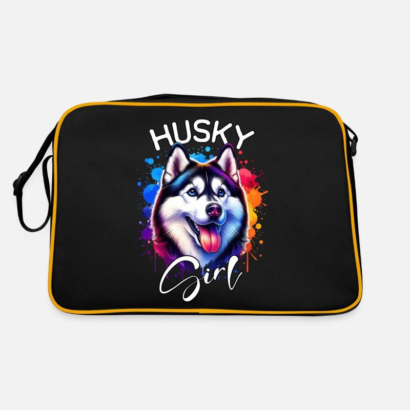 Husky Mädchen Schlittenhund Retro Tasche