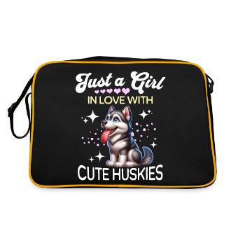 Schlittenhund Mädchen Husky - Retro Tasche - Schwarz/Gold - Hinten