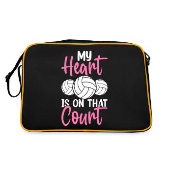 Mein Herz Ist Auf Diesem Platz Volleyball Lustige Beule - Retro Tasche - Schwarz/Gold - Hinten