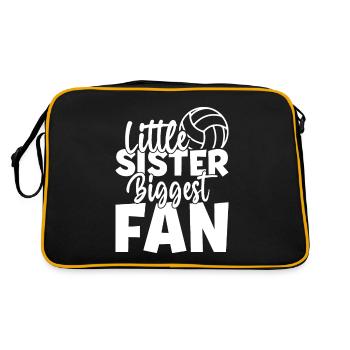 Kleine Schwester Größter Fan Volleyball Lustige Beule - Retro Tasche - Schwarz/Gold - Hinten