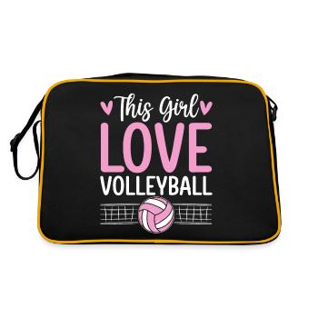 Lustige Volleyball Mädchen Smash Bump Set Spike - Retro Tasche - Schwarz/Gold - Hinten