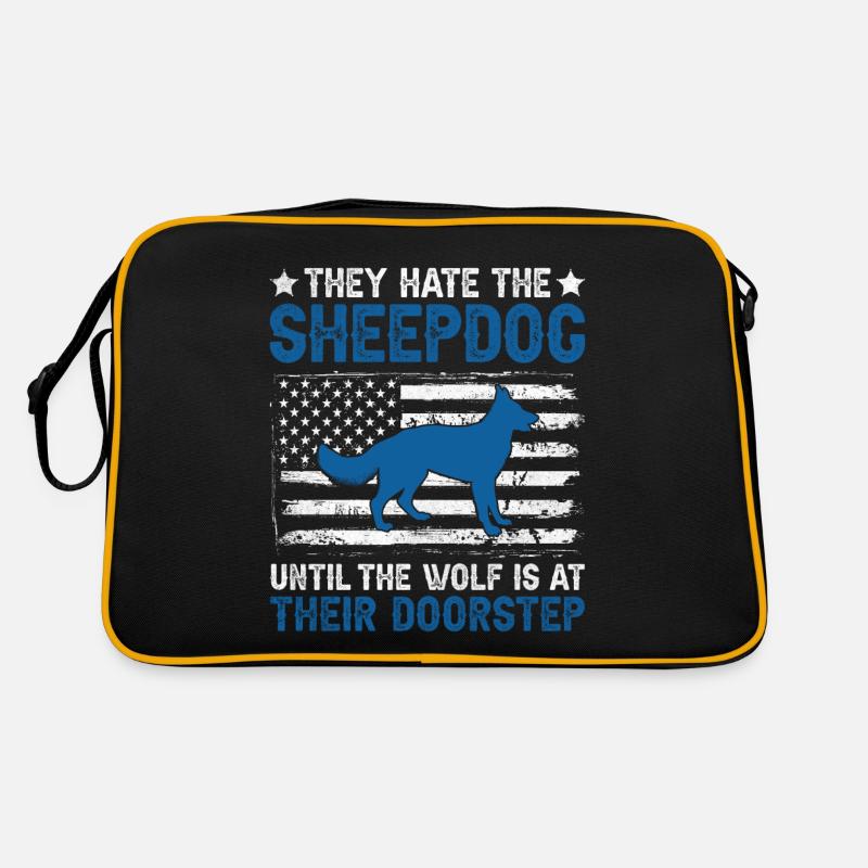 Sie hassen den Schäferhund USA Flagge Polizei Gesetz Retro Tasche