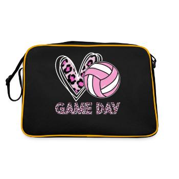 Spieltag Volleyball Lustige Beule Set Spike - Retro Tasche - Schwarz/Gold - Hinten